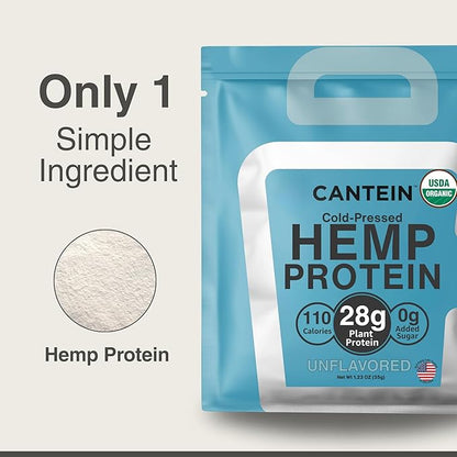 Organic Hemp Protein Powder, Plant Based and Vegan Protein Shake, Lactose and Dairy Free, Gluten