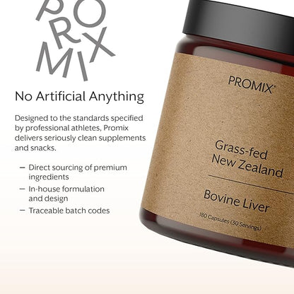 ProMix Nutrition Grass Fed Raw Beef Liver Supplement, Multivitamin - Bioavailable Vitamin A, B12