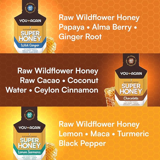 You Again Super Honey Packets - Variety | Workout Clean Energy Gel | Cycling, Endurance, Running