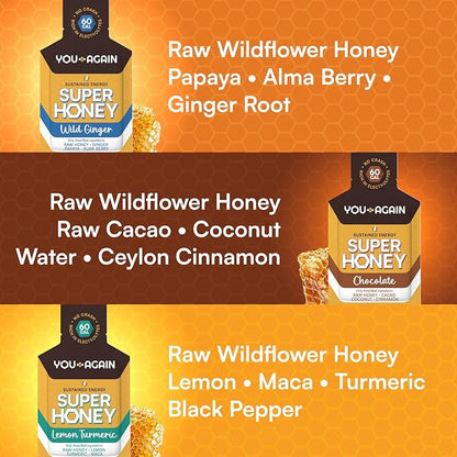 You Again Super Honey Packets - Variety | Workout Clean Energy Gel | Cycling, Endurance, Running