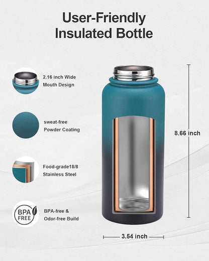 32oz Insulated Water Bottle,Stainless Steel Vacuum Water Bottle, BPA-Free & Leakproof -with