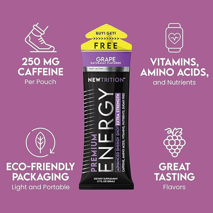 NewTrition® Extra Strength Energy Shots, 250mg Caffeine Energy Shots with Vitamin B & Amino Acids