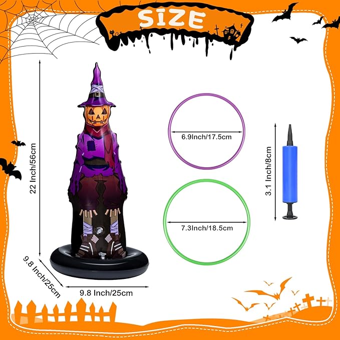 5Pcs Inflatable Halloween Ring Toss Game,Halloween Games for Kids,Adults,Family Party Favor Indoor