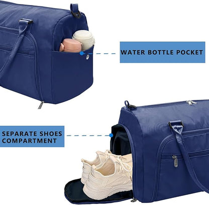 woogwin Small Gym Bag for Men & Women with Shoes & Wet Compartment Waterproof Duffle Bag for Travel