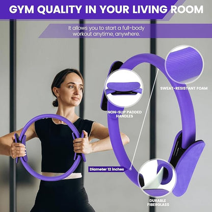 Home Pilates Essentials Kit for Women,Pilates Equipment Set with 9 Inch Yoga Ball,Figure 8