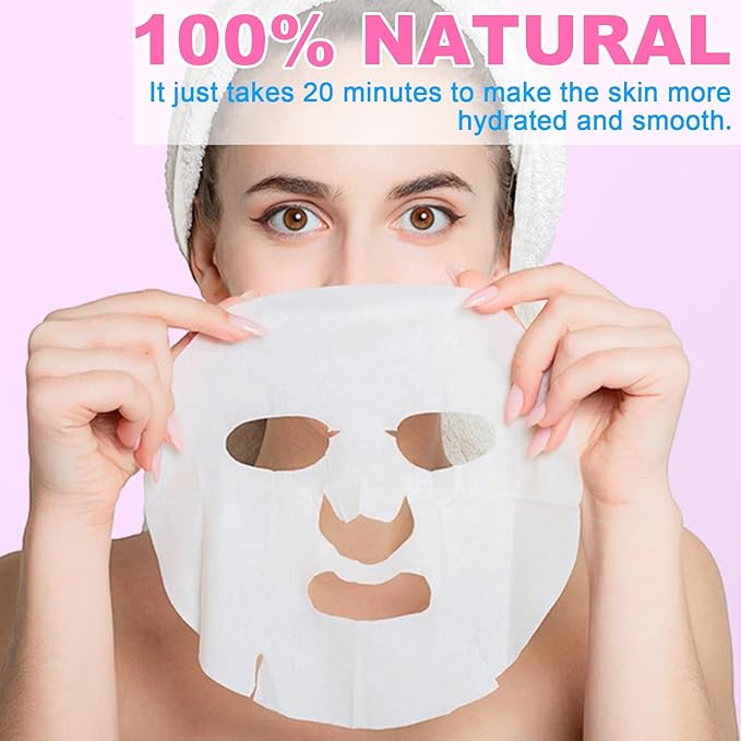 VESPRO 100 Pack Collagen Essence Sheet Facial Masks, Bulk Face Masks Skincare, Hydrating Face Masks