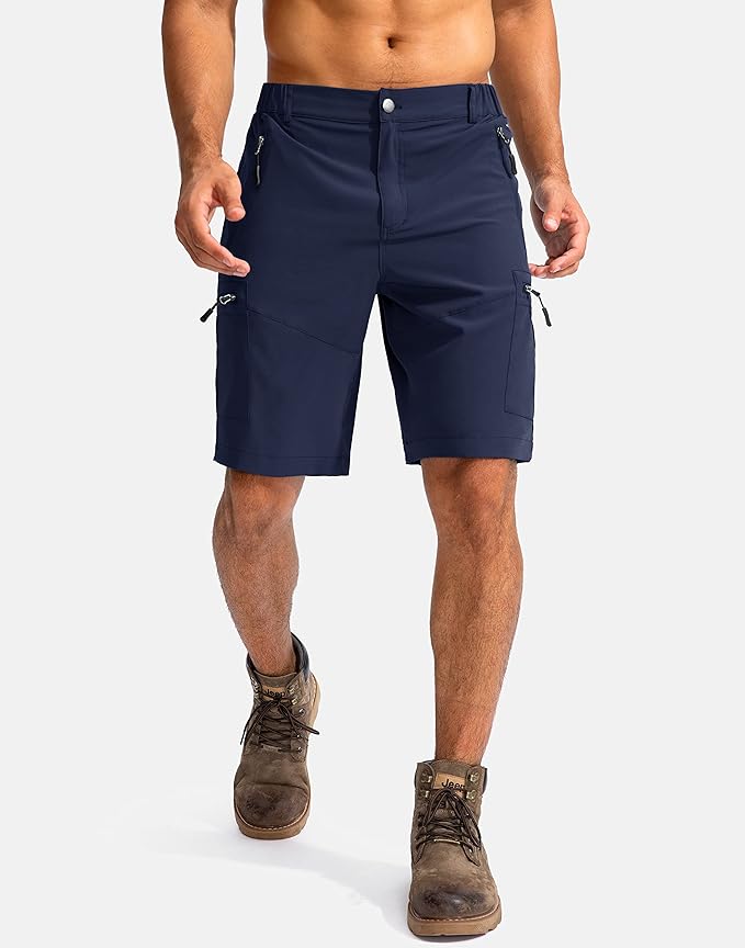 Pudolla Men's Hiking Cargo Shorts 9" Lightweight Outdoor Work Shorts for Men Travel Golf Camping