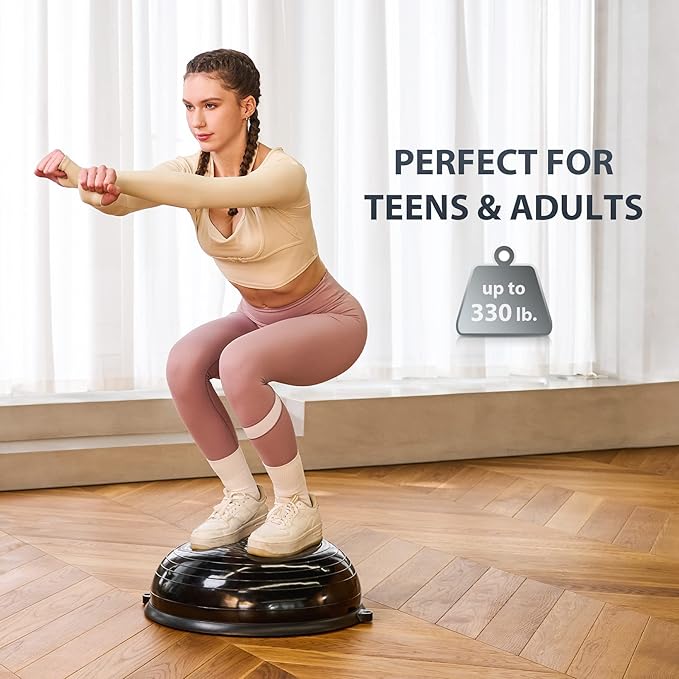 ZELUS Balance Ball Trainer with Resistance Bands and Foot Pump, Inflatable Yoga Ball for Home Gym