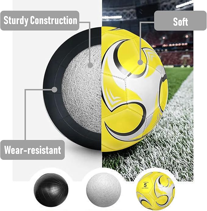 12-Pack Training Soccer Balls Size 5/4/3 with Pump – Bulk Deflated Balls for Teens and Adults