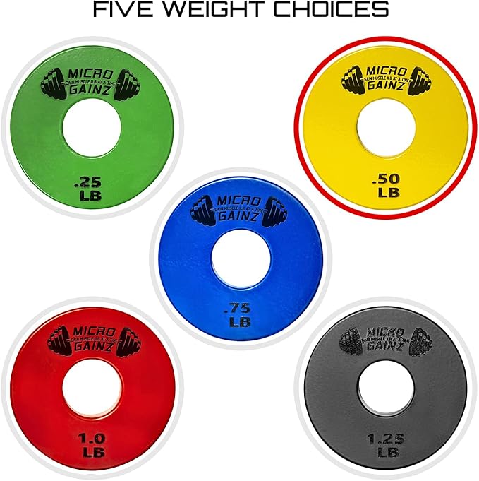 Micro Gainz Standard 1-Inch Center Hole Fractional 2 Pcs Color Weight Plates, Choose (.25LB-1LB)