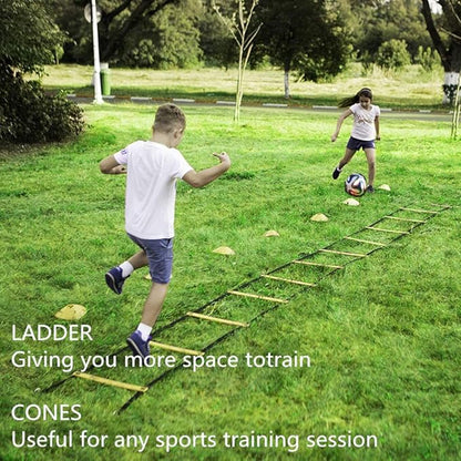 Agility Ladder, Speed Ladder, Speed Training Equipment Set, 20ft Agility Ladder, 12 Soccer Cones