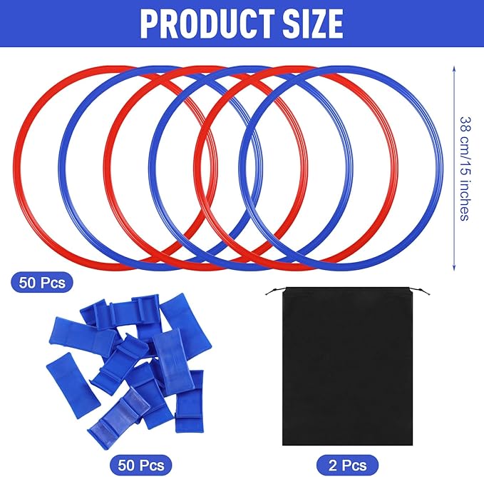 Shappy 50 Pcs Agility Rings with Storage Bags 15 Inch Agility Training Rings Hoop Exercise Ring