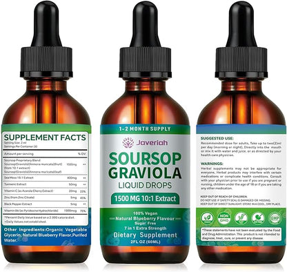 Soursop Graviola Liquid Drops Supplement with Sea Moss Extract, Soursop Bitters Liquid for Cell