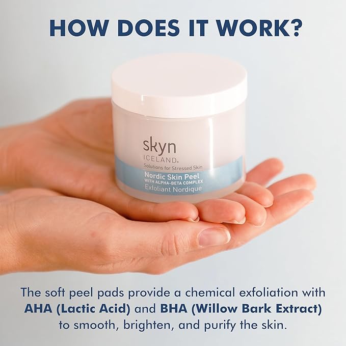 Skyn ICELAND Nordic Facial Peeling Pads With AHA and BHA. Exfoliating Toner for Breakout Prone