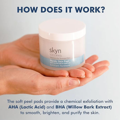 Skyn ICELAND Nordic Facial Peeling Pads With AHA and BHA. Exfoliating Toner for Breakout Prone