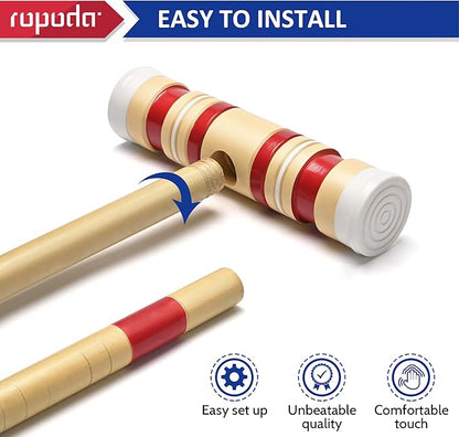ropoda 35In Updated Six-Player Croquet Set with Wooden Mallets, Colored Balls, Sturdy Carrying Bag