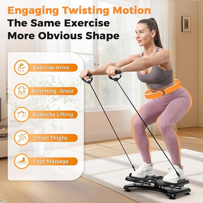 New Waist Twist Board with LCD Display and Resistance Bands, Ab Twister Machine for Abs Workout