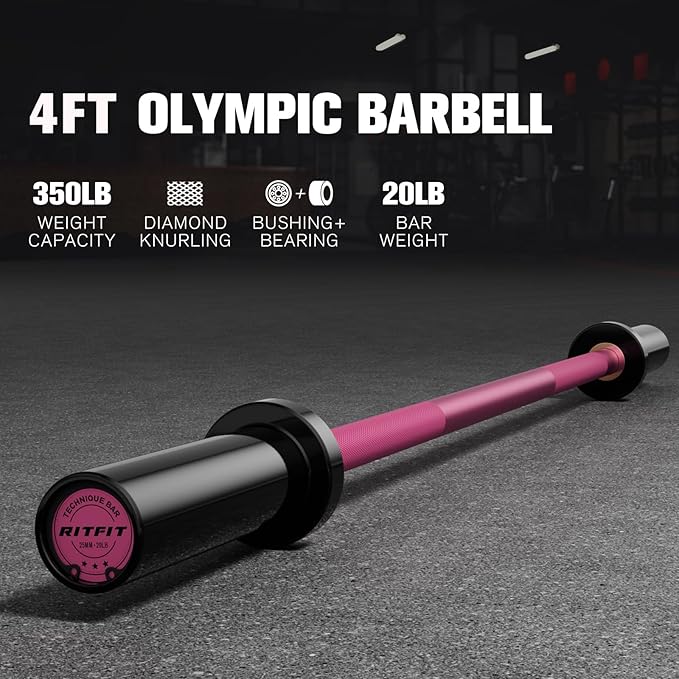 RITFIT Olympic Barbell 4ft/4.8ft/6ft - 2 Inch Weight Bar for Strength Training, Weightlifting