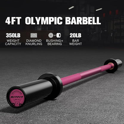 RITFIT Olympic Barbell 4ft/4.8ft/6ft - 2 Inch Weight Bar for Strength Training, Weightlifting