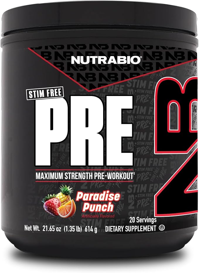 NutraBio STIM-Free PRE Workout for Men, New Formula | Laser Focus, Extreme Pumps | Performance