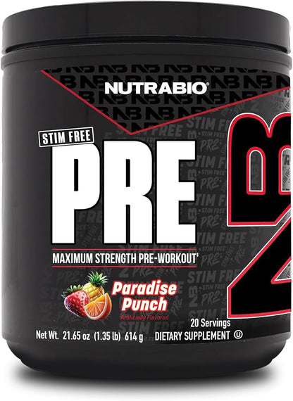 NutraBio STIM-Free PRE Workout for Men, New Formula | Laser Focus, Extreme Pumps | Performance