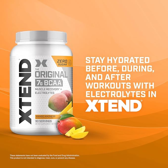 Original BCAA Powder Mango Madness | Sugar Free Post Workout Muscle Recovery Drink with Amino Acids