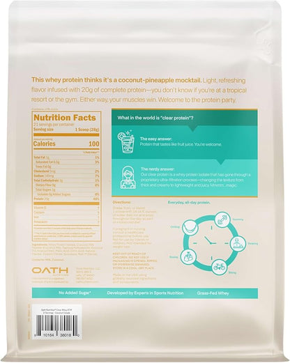 Clear Whey Isolate Protein Powder, Coconut Colada, 20g Complete Protein per Serving, No Added