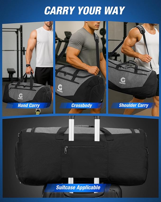 Gonex Gym Duffel Bag with Shoe Compartment Wet Pocket, Large Capacity Sports Duffle Bag for Men