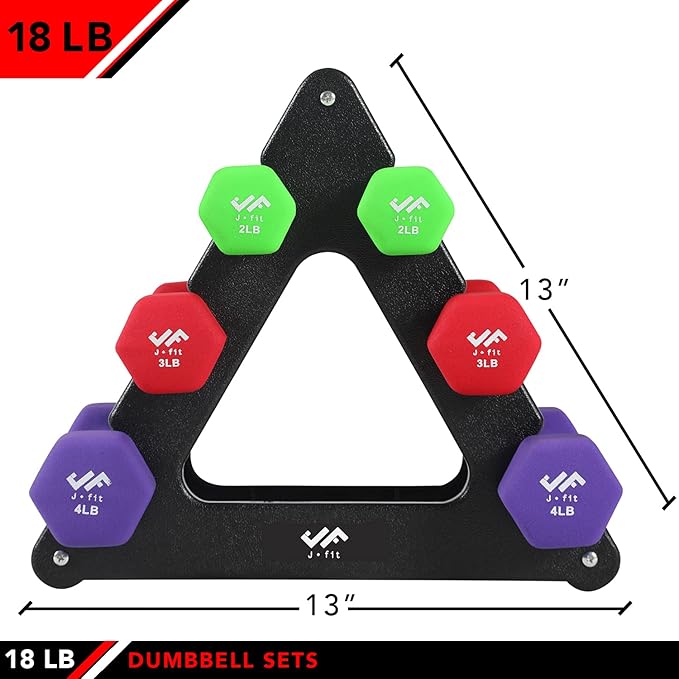 JFIT Dumbbell Pairs or Sets – Neoprene & Vinyl Coated Hand Weights for Home Gym, Strength Training