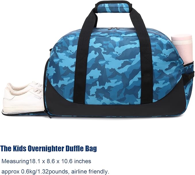 Boys Overnight Duffel Bags Sport Gym Bag Gymnastics Bag with Shoe Compartment, Carry-on Size