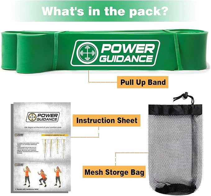 POWER GUIDANCE Pull Up Assist Bands - Stretch Resistance Band - Mobility Band - Powerlifting Bands