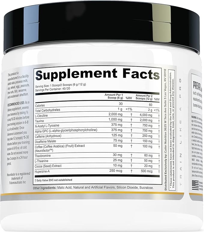 Prevail Pre Workout Powder with Nootropics Pre-Workout Drink for Men and Women Lazer Focus and