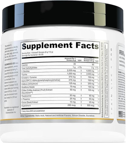 Prevail Pre Workout Powder with Nootropics Pre-Workout Drink for Men and Women Lazer Focus and