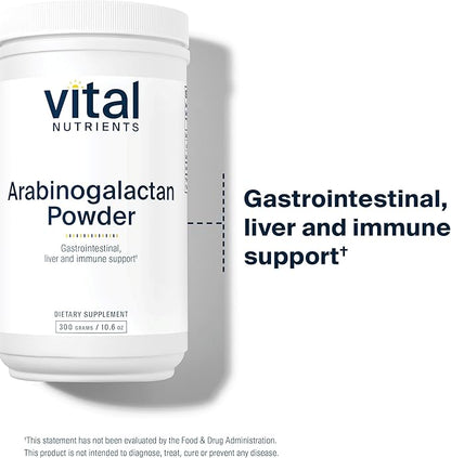 Vital Nutrients Arabinogalactan Powder | Vegan Prebiotic Fiber Supplement for GI Health, Liver, and