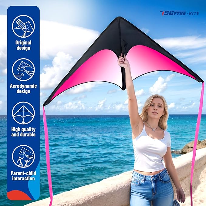 Delta Kite Three Set for Kids and Adults,Easy to Fly Adult Kites,Perfect Family Kite for Parks and
