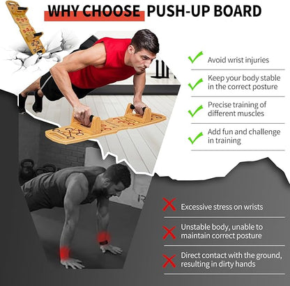 Wooden Portable Push up board, foldable fitness strength training pushup stand with solid bar