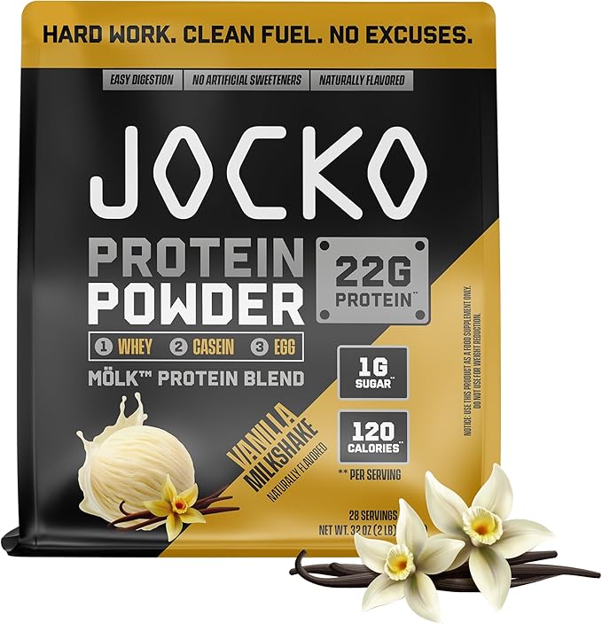 Jocko Fuel Mölk Whey Protein Powder 22g Protein - Low Sugar Monk Fruit Blend - Muscle Recovery &