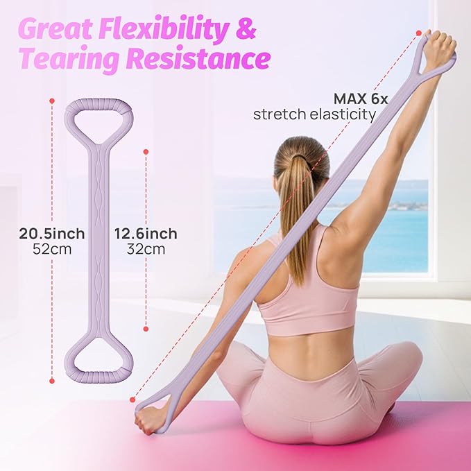 Figure 8 Fitness Resistance Bands with Handles, 20-60lb Adjustable Elastic Excercise Band, Non-Slip