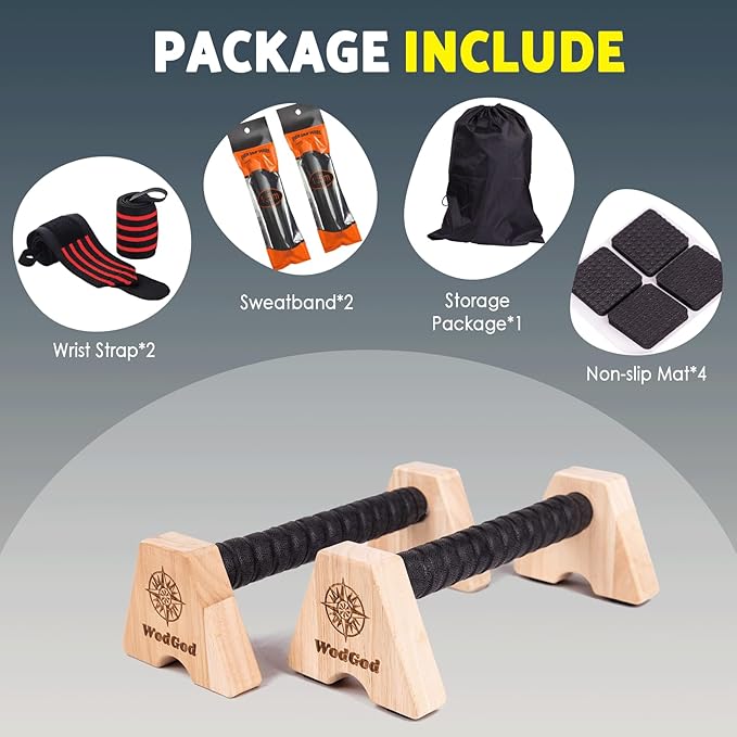 Premium Wooden Push Up Bars,Parallettes Bars for Calisthenics,Push Up Handles,Calisthenics