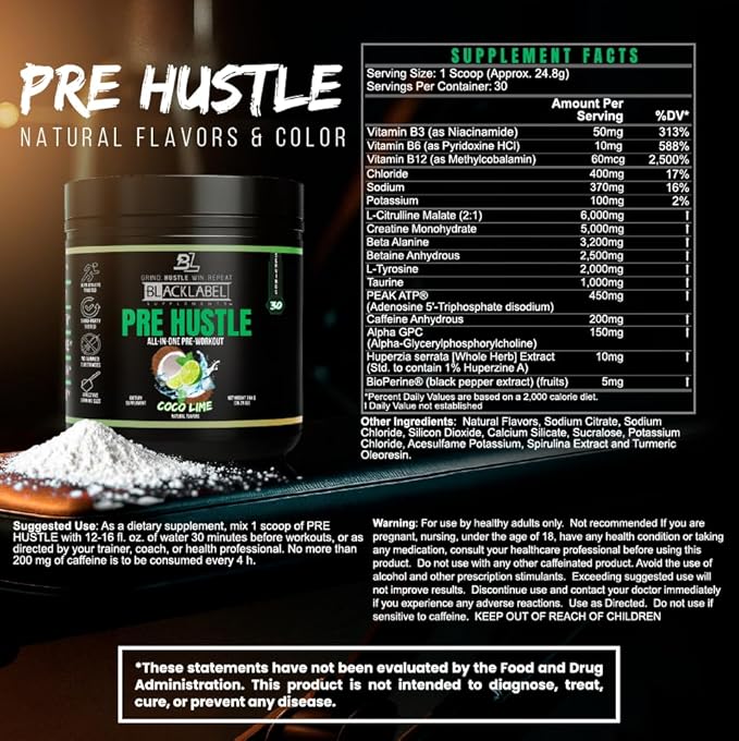 BLACKLABEL Supplements PRE Hustle V3 Pre-Workout Powder ??NSF Certified for Sport ??Energy