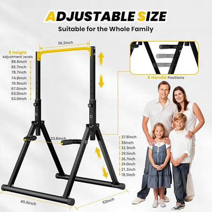 DOBESTS Foldable Power Tower Pull Up Bar Dip Station Adjustable Multifunction Workout Pull Up Tower