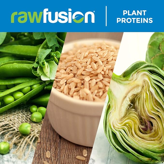 Rawfusion- Vegan Protein Powder, Vanilla Bean - 60 Servings 21g of Plant Based Protein, Low Net