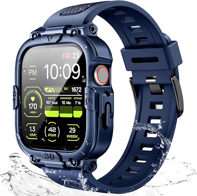 Dsytom Waterproof Case with Band Compatible for Apple Watch Band 46mm 45mm 44mm 42mm(S11/10) 41mm