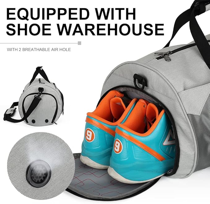 INOXTO Small Sports Gym Bag，Travel Duffel Bag with Dry Wet Pocket and Shoes Compartment for Women