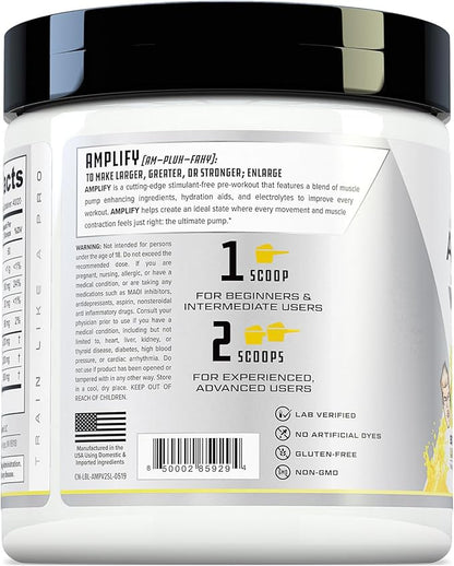 Cutler Nutrition Amplify Pump Pre Workout Caffeine Free Nitric Oxide Booster containing Arginine