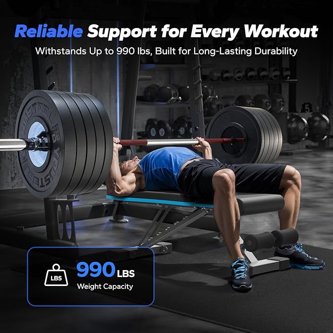 MERACH Weight Bench, Foldable Weight Benches for Home Gym with 990 LBS, Adjustable Weight Bench