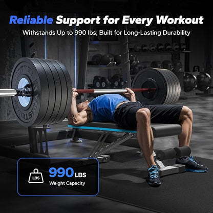 MERACH Weight Bench, Foldable Weight Benches for Home Gym with 990 LBS, Adjustable Weight Bench