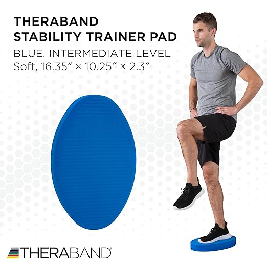 THERABAND Stability Trainer Pad, Intermediate Level, Soft, Blue Foam Balance Pad for Physical