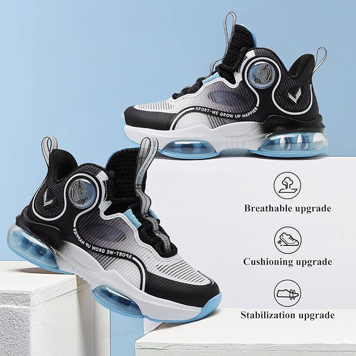 JMFCHI Kids Basketball Shoes High-top Sports Shoes Sneakers Durable Lace-up Non-Slip Running Shoes