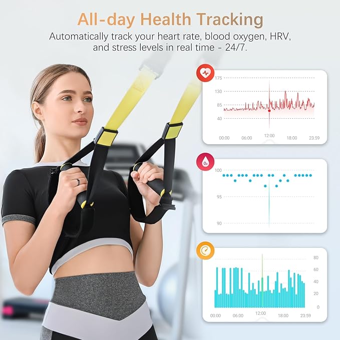 Fit Ring, Smart Health Rings for Women Men with Heart Rate,Blood Oxygen,HRV,Stress Level, Sleep